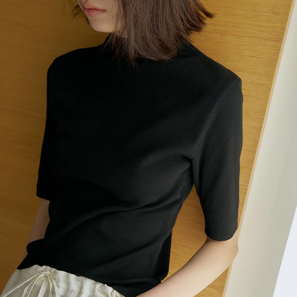 HALF NECK COTTON T-SHIRTS_BLACK_OD2C2MTS40BKA