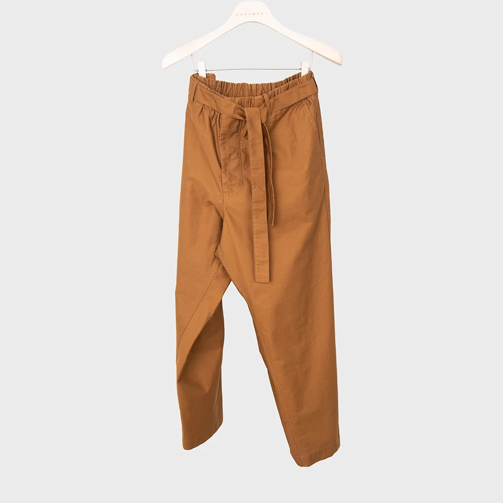 SLAB MOLESKIN WIDE TUCKED TROUSERS