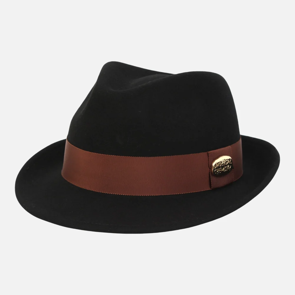 Big Size BU BR Line Black Wool Fedora 軟呢帽