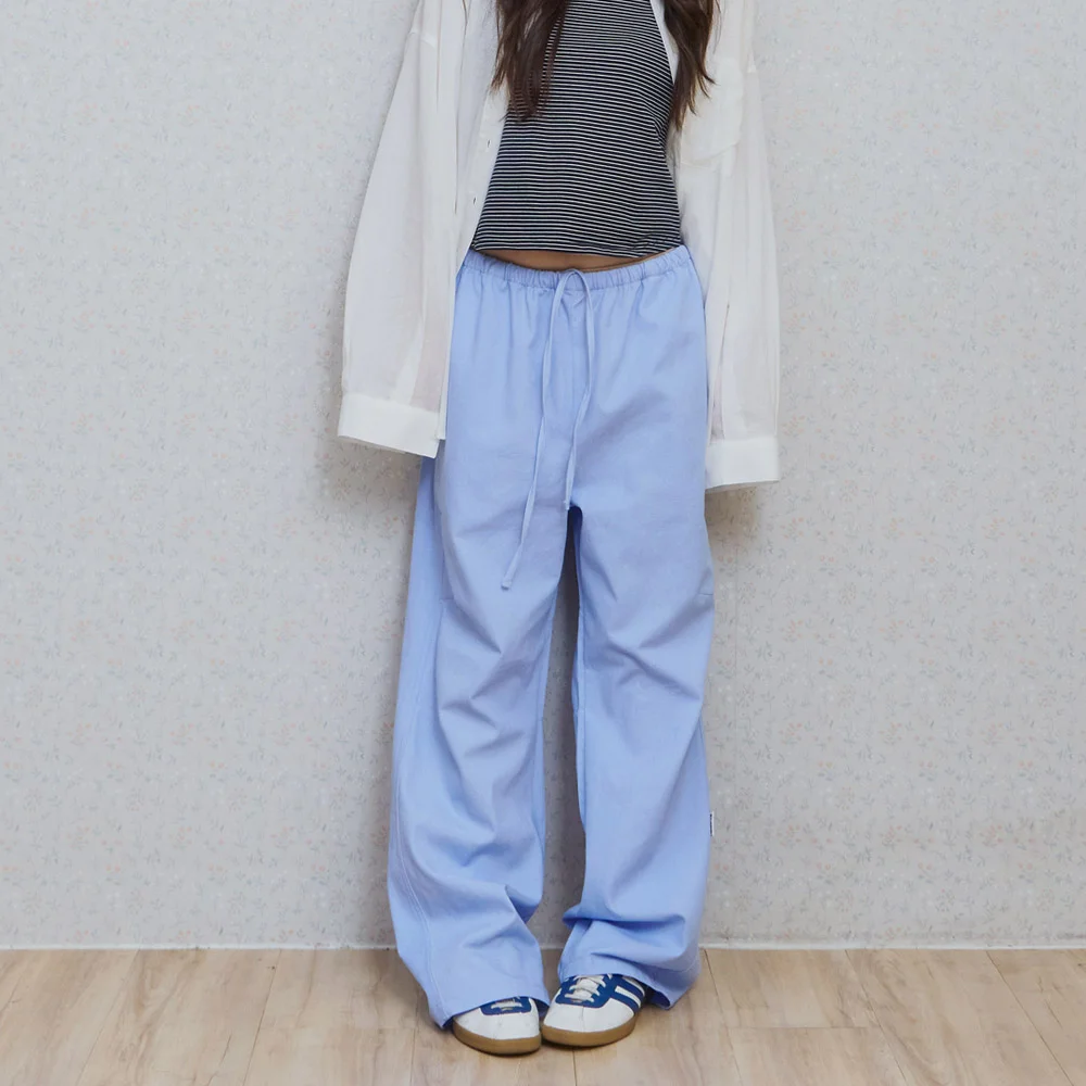 ke613. Move Pigment Wide Pants Sky Blue