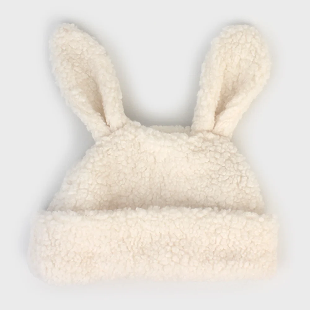 Rabbit White Fleece Beanie 兔耳冷帽