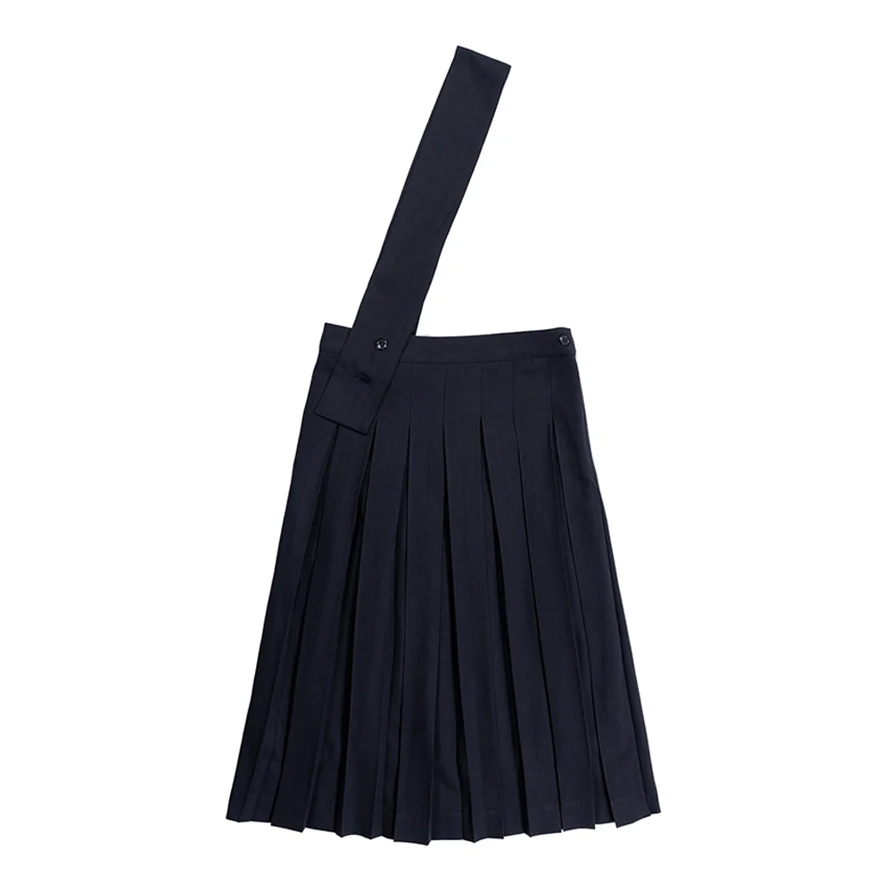 CROSS PLEATS SKIRT - NAVY