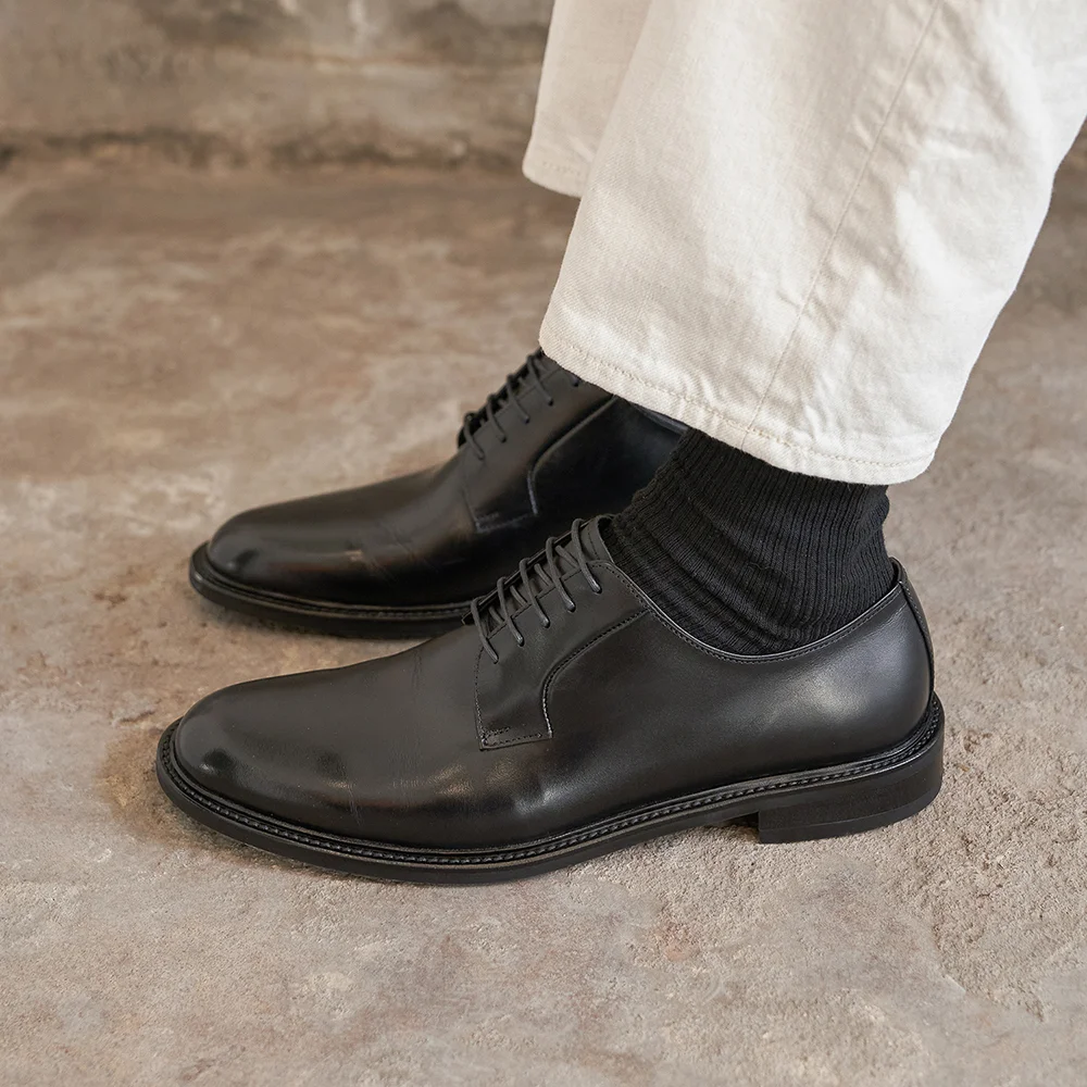 Evan Leather Derby Shoes Black