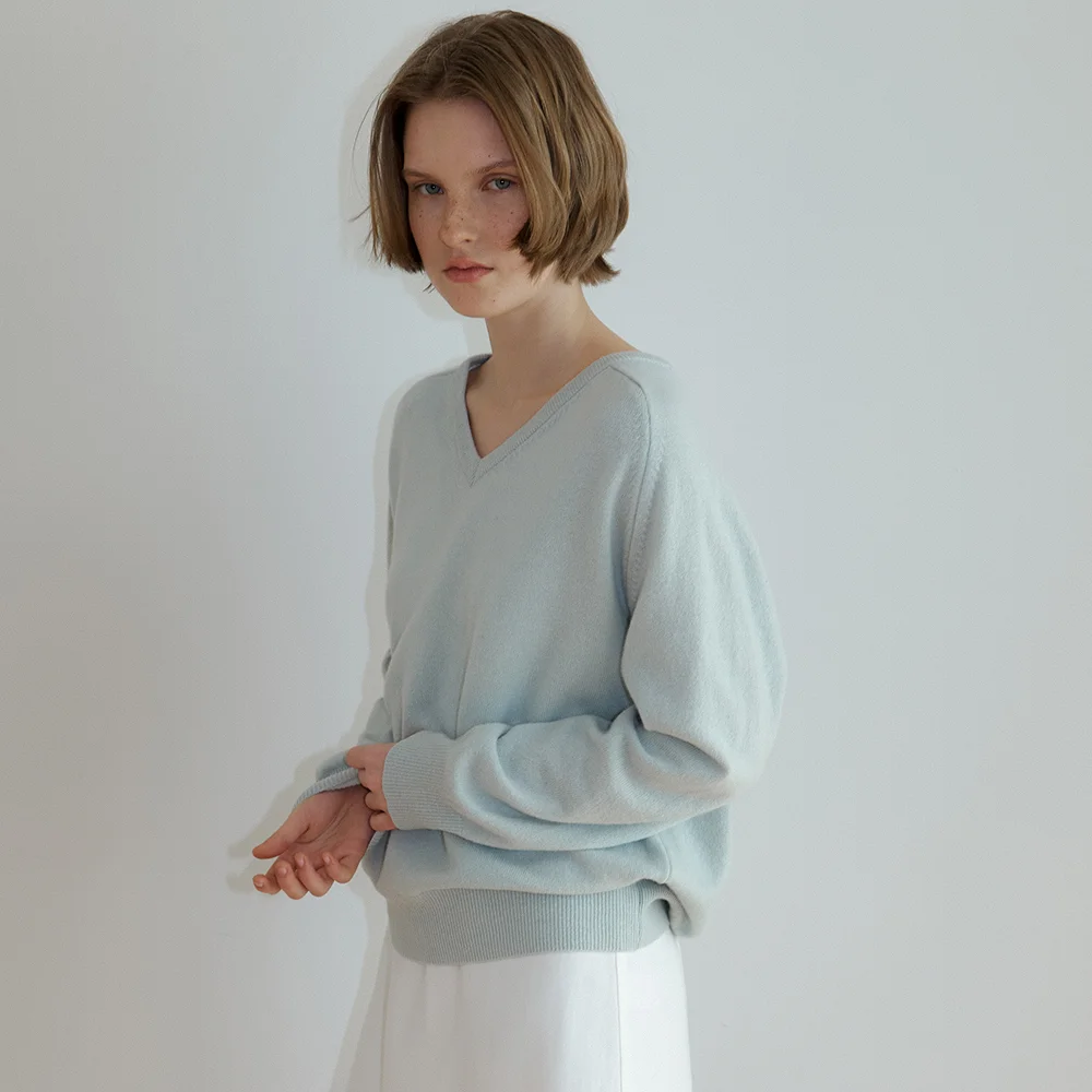 Classic v-neck knitwear_mint