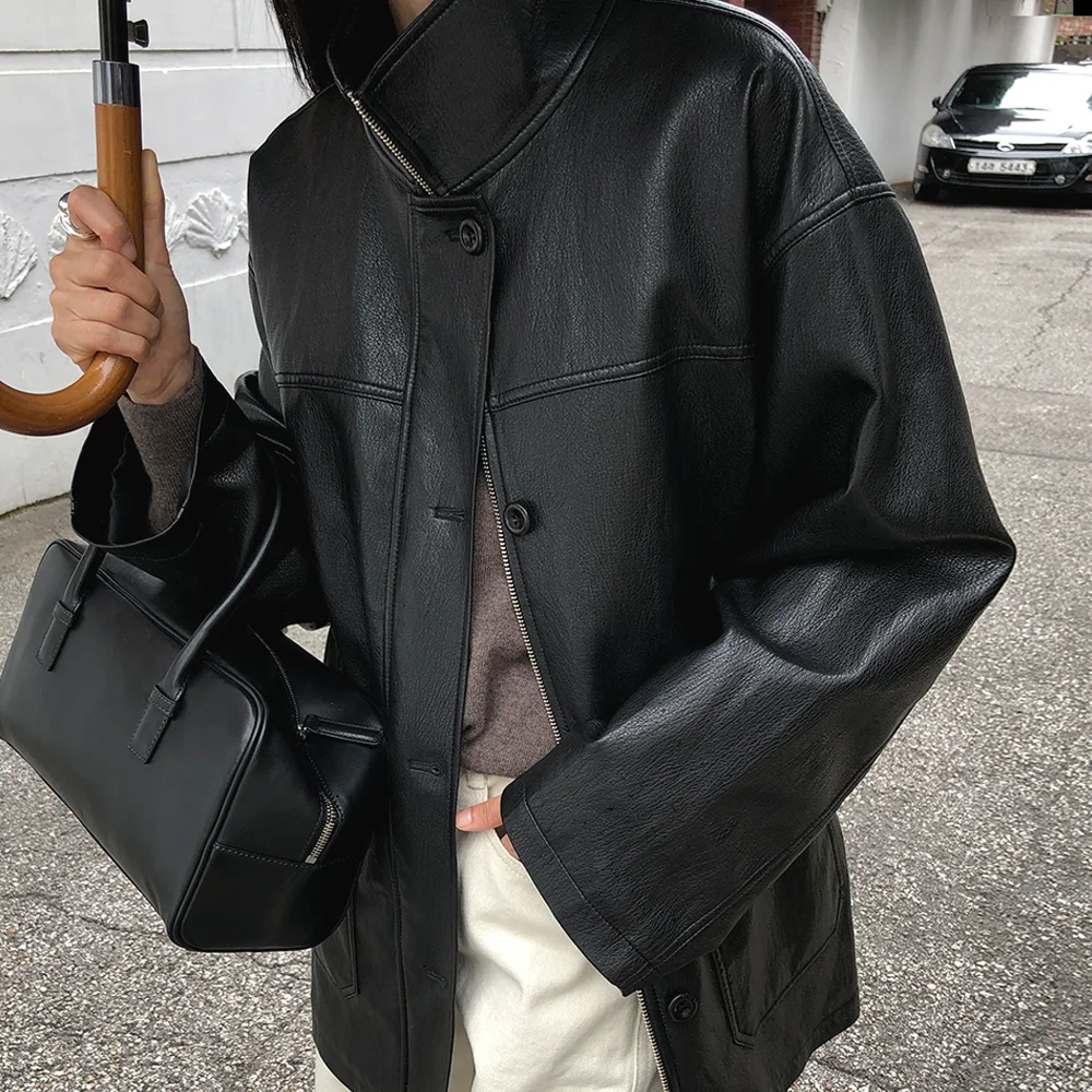 Leather work jacket (black)