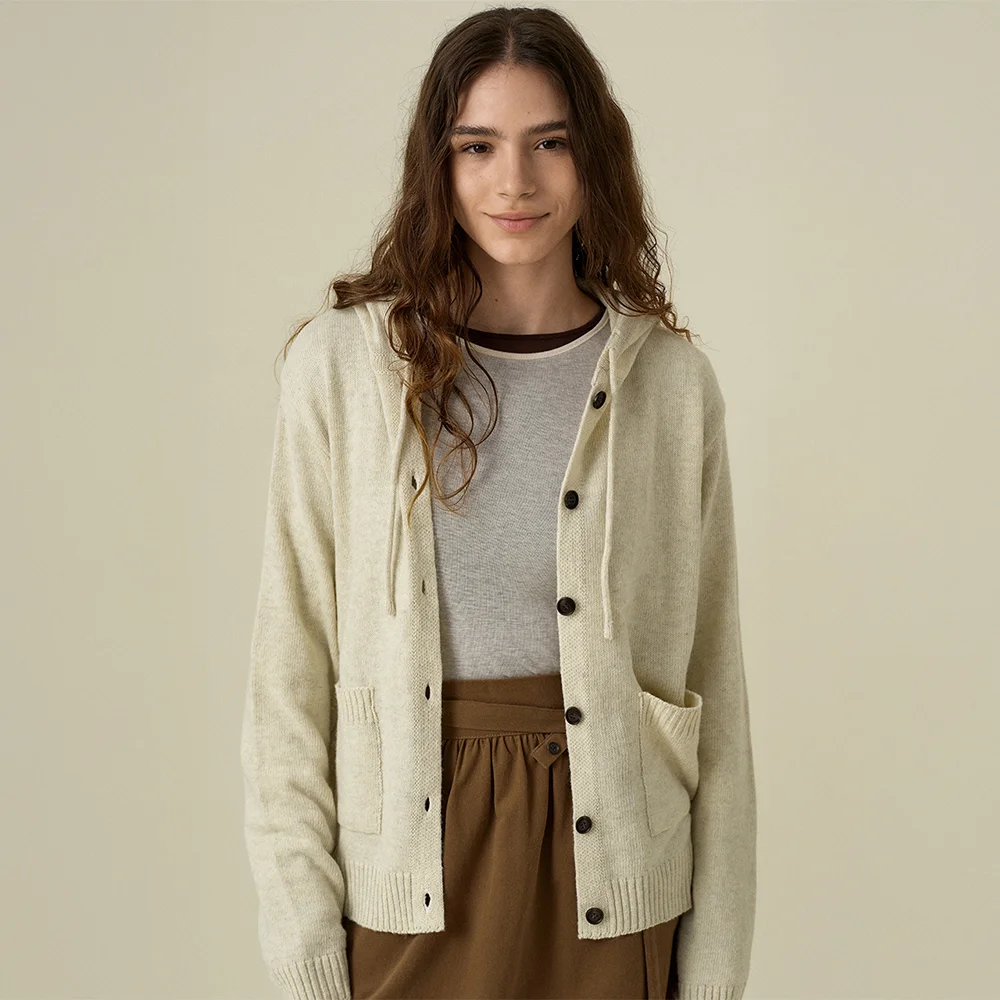 COLIN HOOD KNIT CARDIGAN_OATMEAL