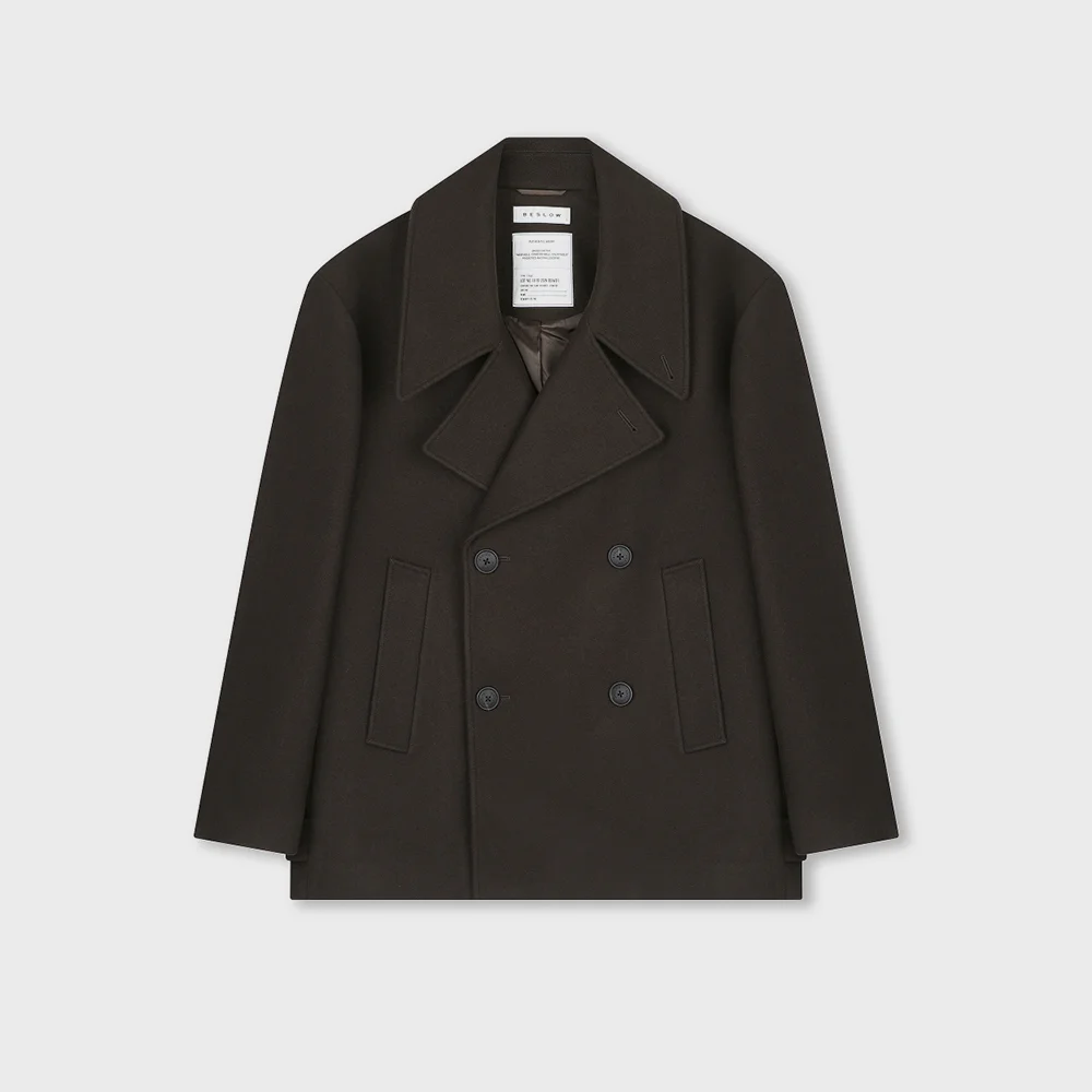 OVERSIZED PEA COAT DARK BROWN