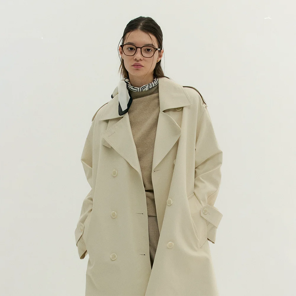 BASIC COTTON TRENCH COAT (sand ivory)
