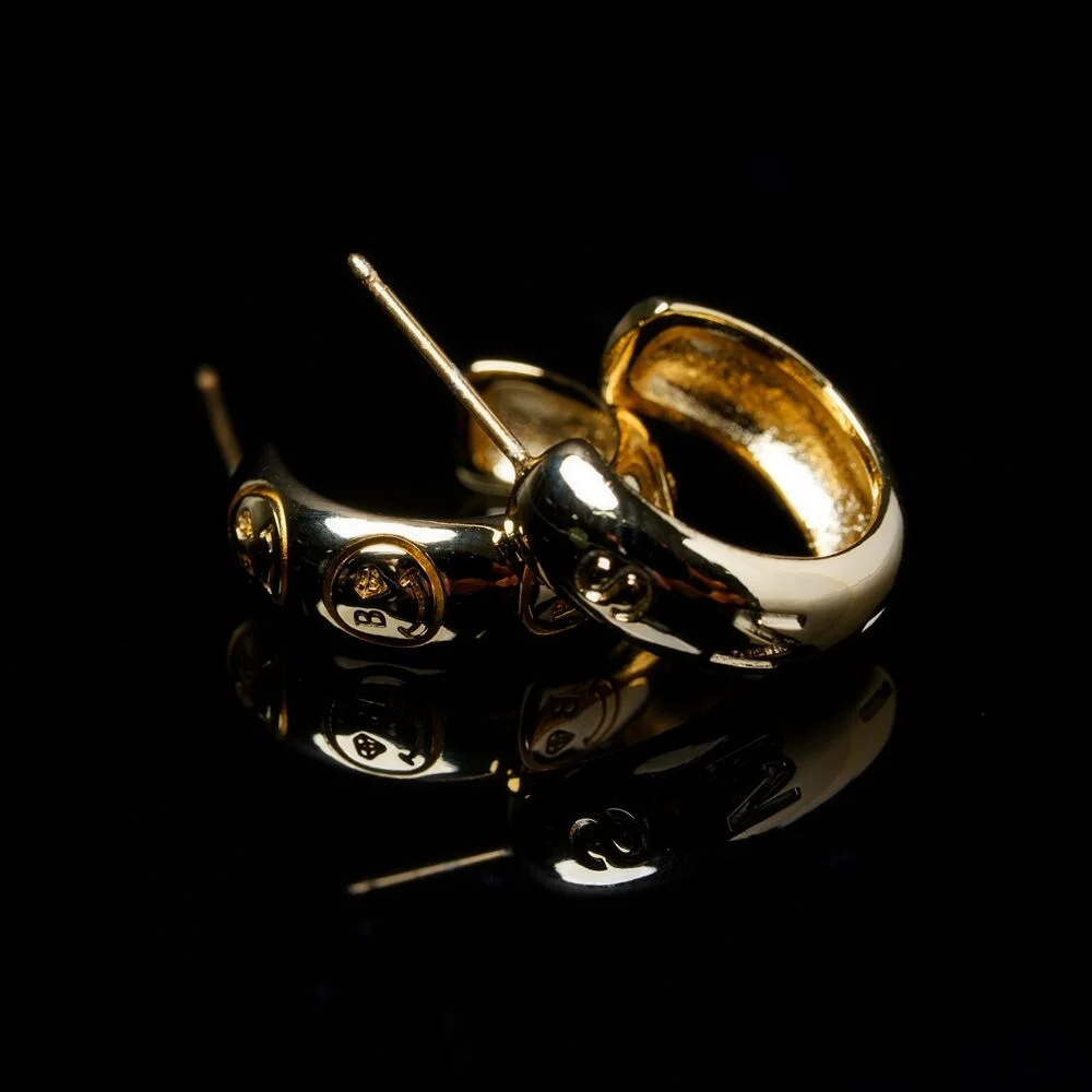 BONBEAU Kitsch smile gold hoop Earrings 笑臉 粗身戒指 金色 耳環
