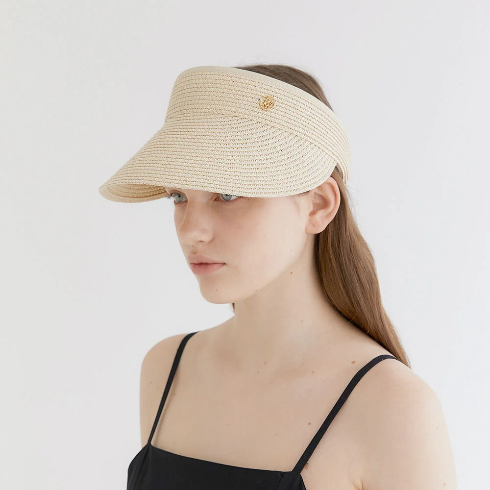 basic logo pendant raffia sun visor (C009_ivory)