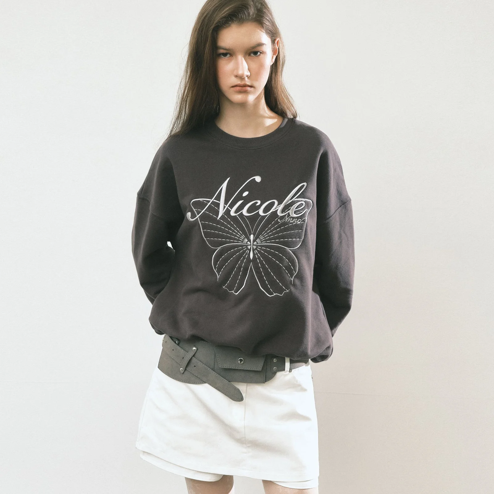 NICOLE BUTTERFLY SWEATSHIRT_CHARCOAL SILVER