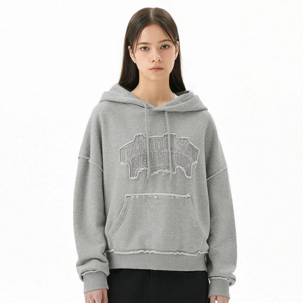 RAW CUT PRAY CROP HOODIE GREY(MG2FFFM418A)
