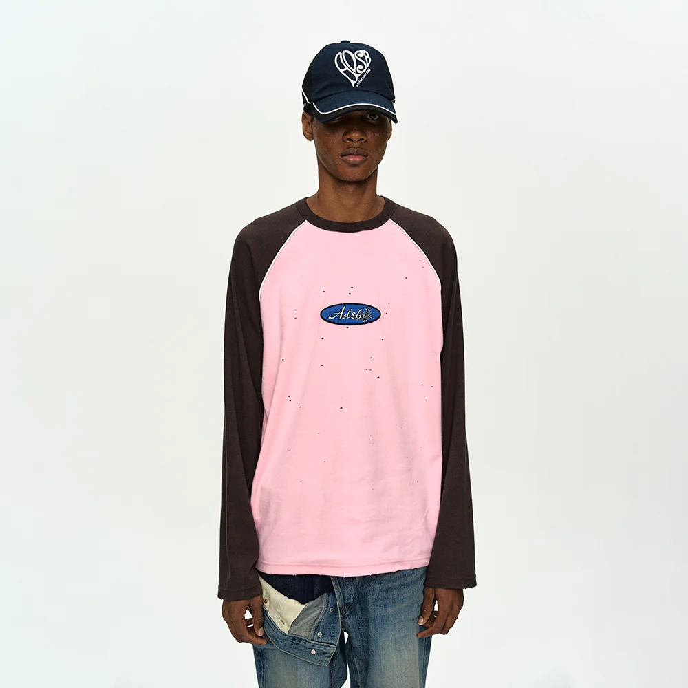 LOGO WAPPEN RAGLAN L/S T-SHIRT atb1431m(PINK/BROWN)