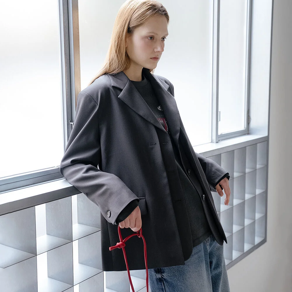 Two-way lapel jacket _Charcoal