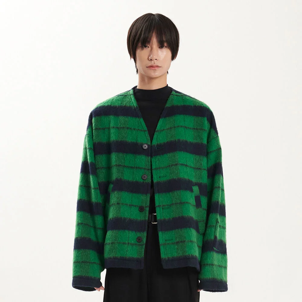 4BUTTON CARDIGAN CHECK