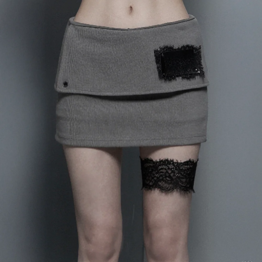 Lace-Up Mini Skirt Pants (Mocha)