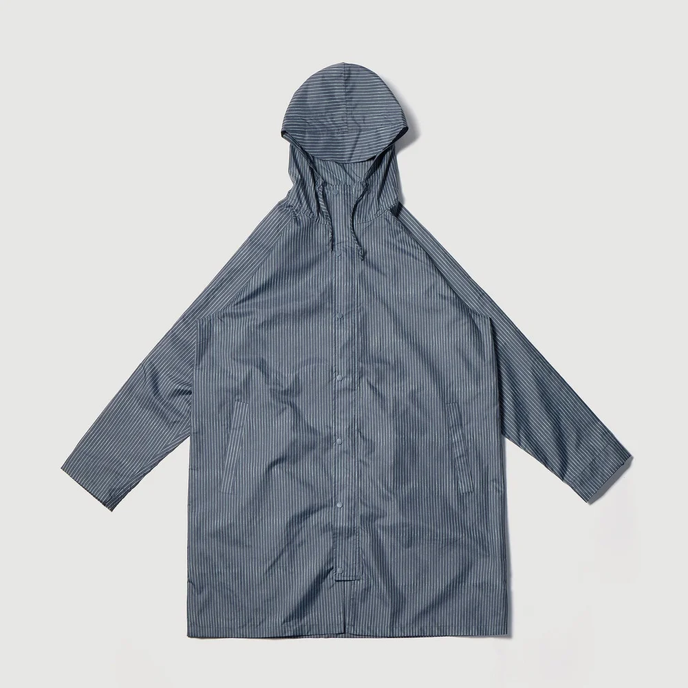 修身版型 雨衣_藍色 條紋