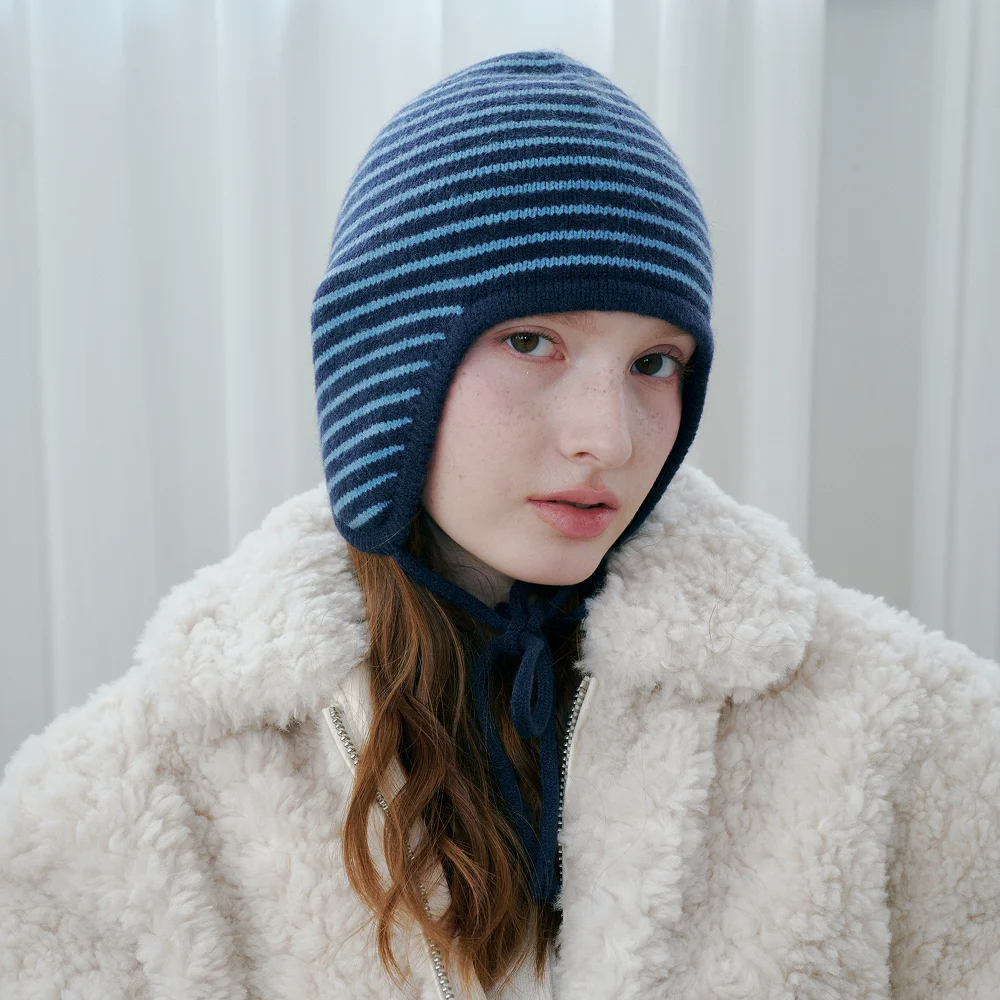 Candy Stripe Earflap Beanie (4 Colors)