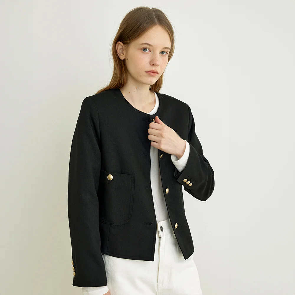 Basic round jacket (Black)