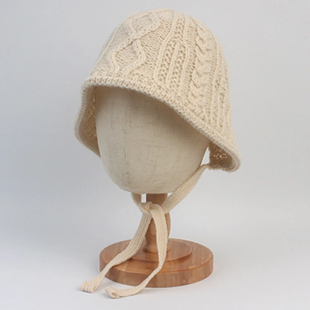 Twist Knit Beige Bonnet Hat Bonnet Hat