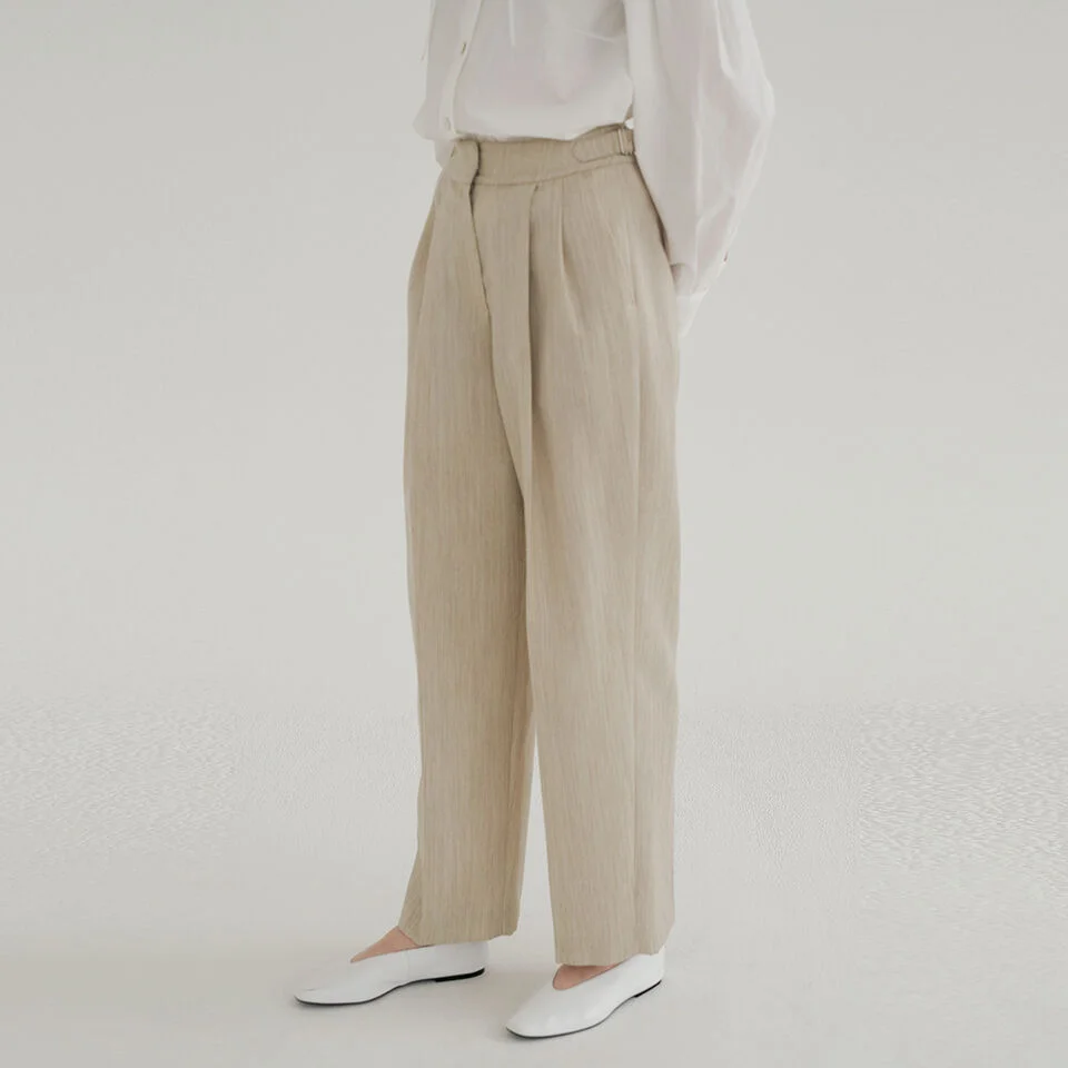 spring wool tuck pants (beige)