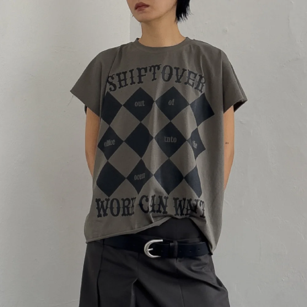 Shift Over Sleeveless T-shirt-khakhi