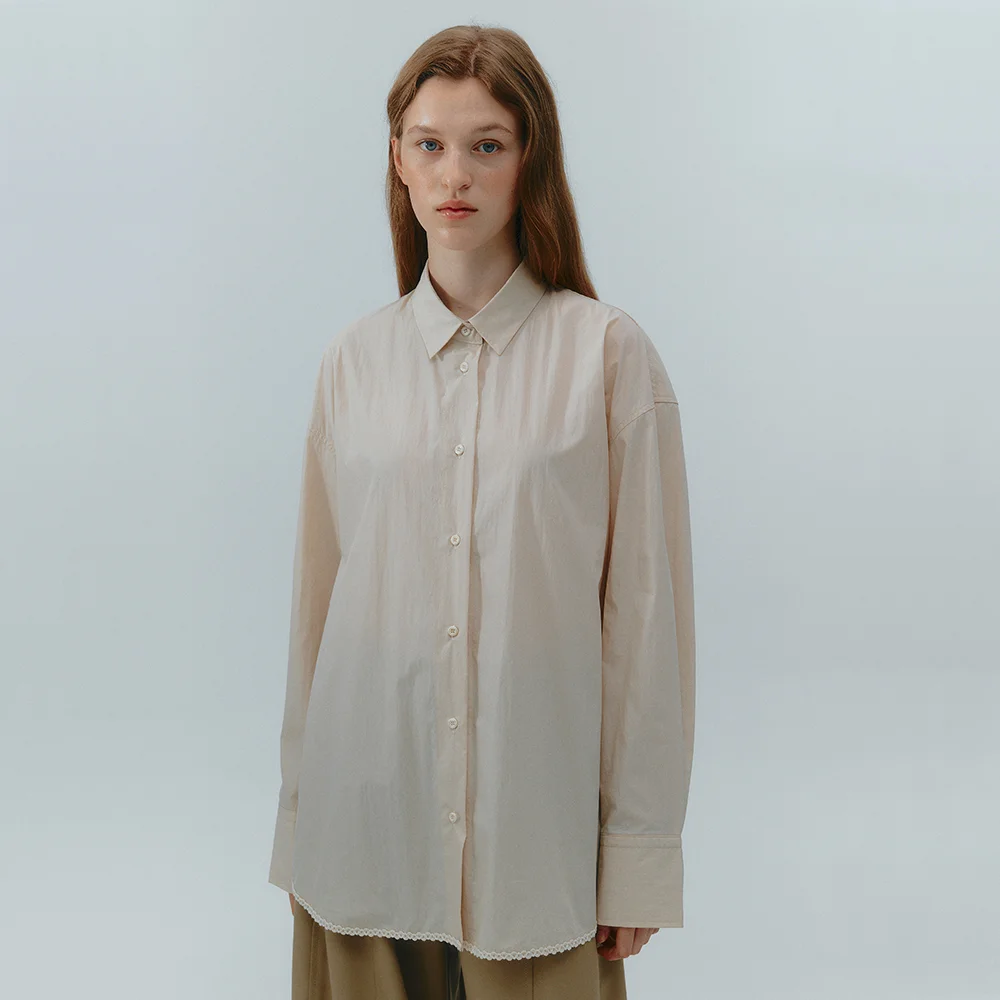 Lace Cotton Shirts (Beige)