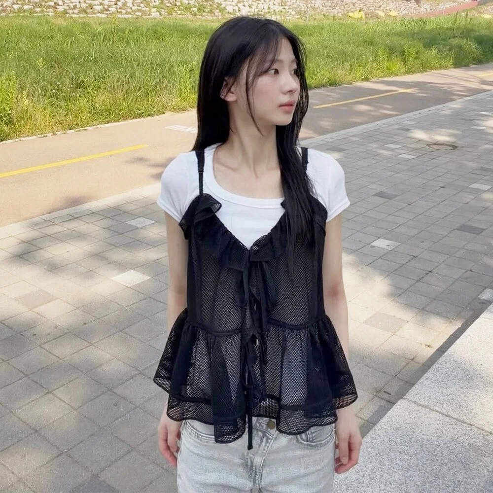 April 荷葉邊 馬甲 SMWBLQE010