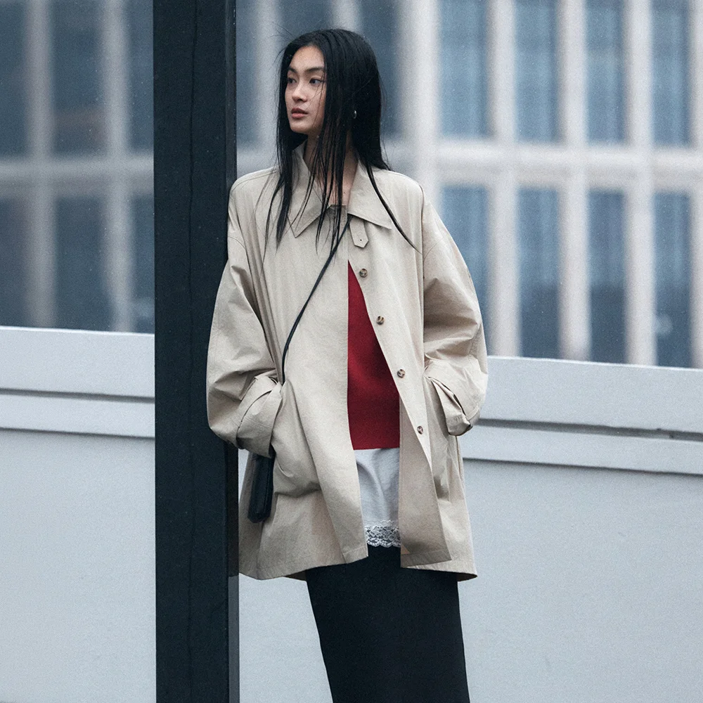 SIOT4193 微風 寬鬆版型 半 大褸_Beige