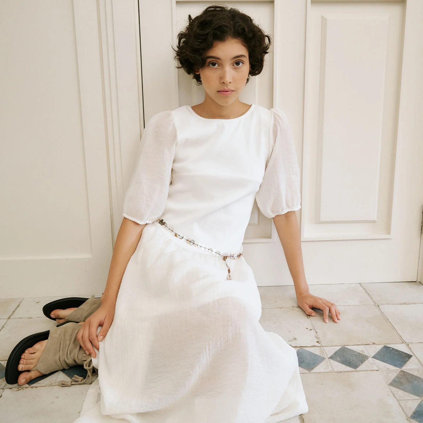 SHEER JERSEY LONG DRESS