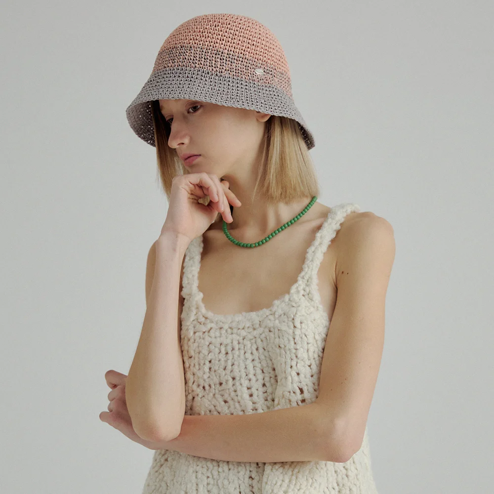 Gradation knitting bucket hat_2color