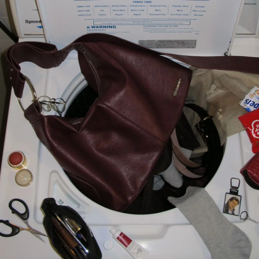 D. Wide Strap Bag (wine)