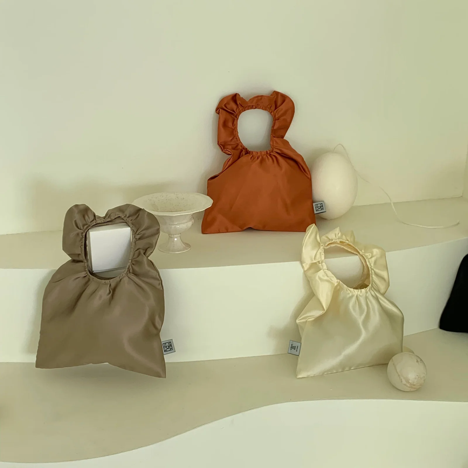 silk frill tote bag small (5colors) 真絲 髮圈 袋