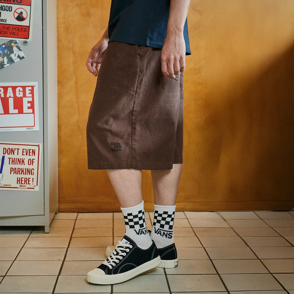 Kanoa Wide Cotton Banding Shorts Brown