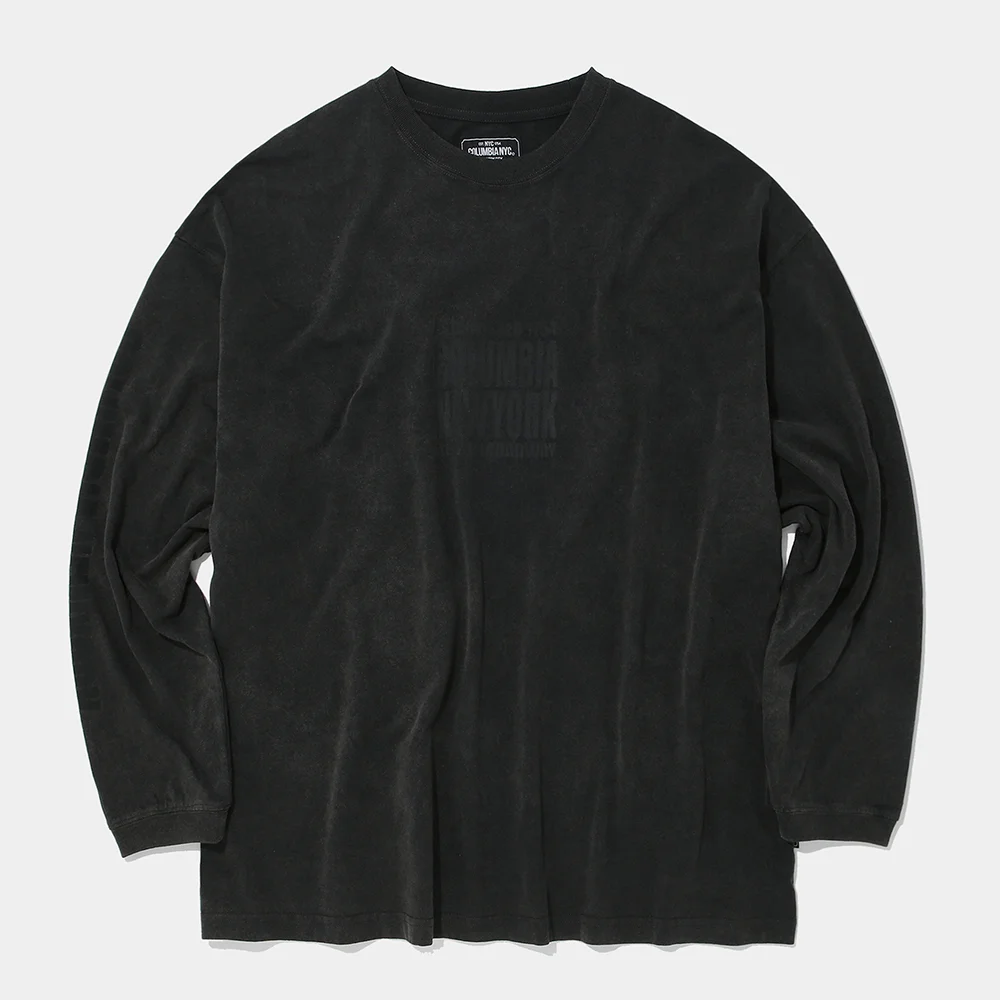 CU SQUARE LOGO DYED L/S T-SHIRT_CHARCOAL