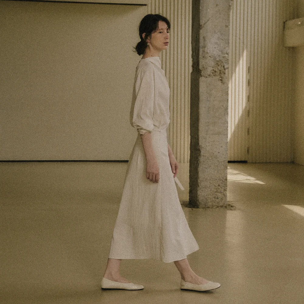 RIVEL COWL-NECK WRAP LONG DRESS_CREAM