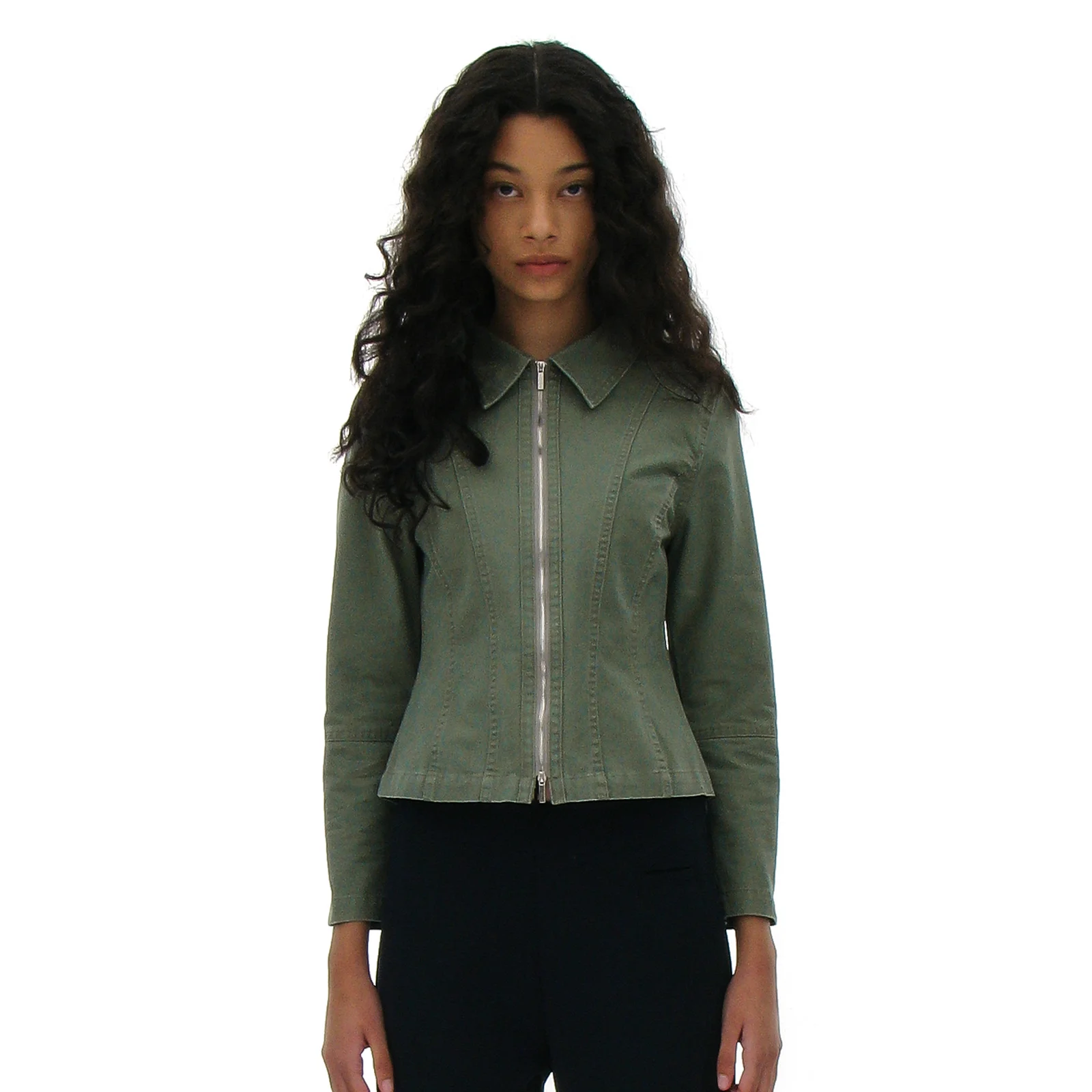 WASHED COTTON ZIP-UP JACKET_LIGHT KHAKI