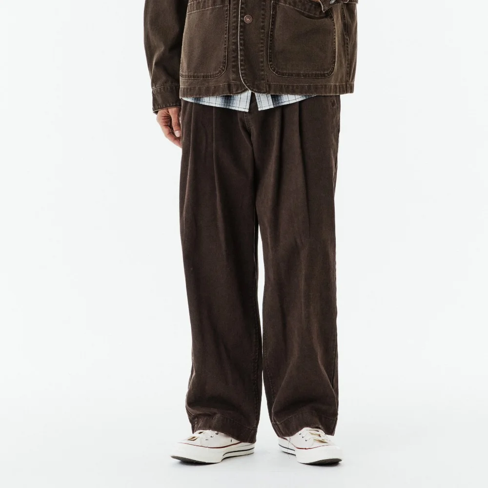 TWO TUCK DENIM TROUSERS - BROWN (P263MDP461)