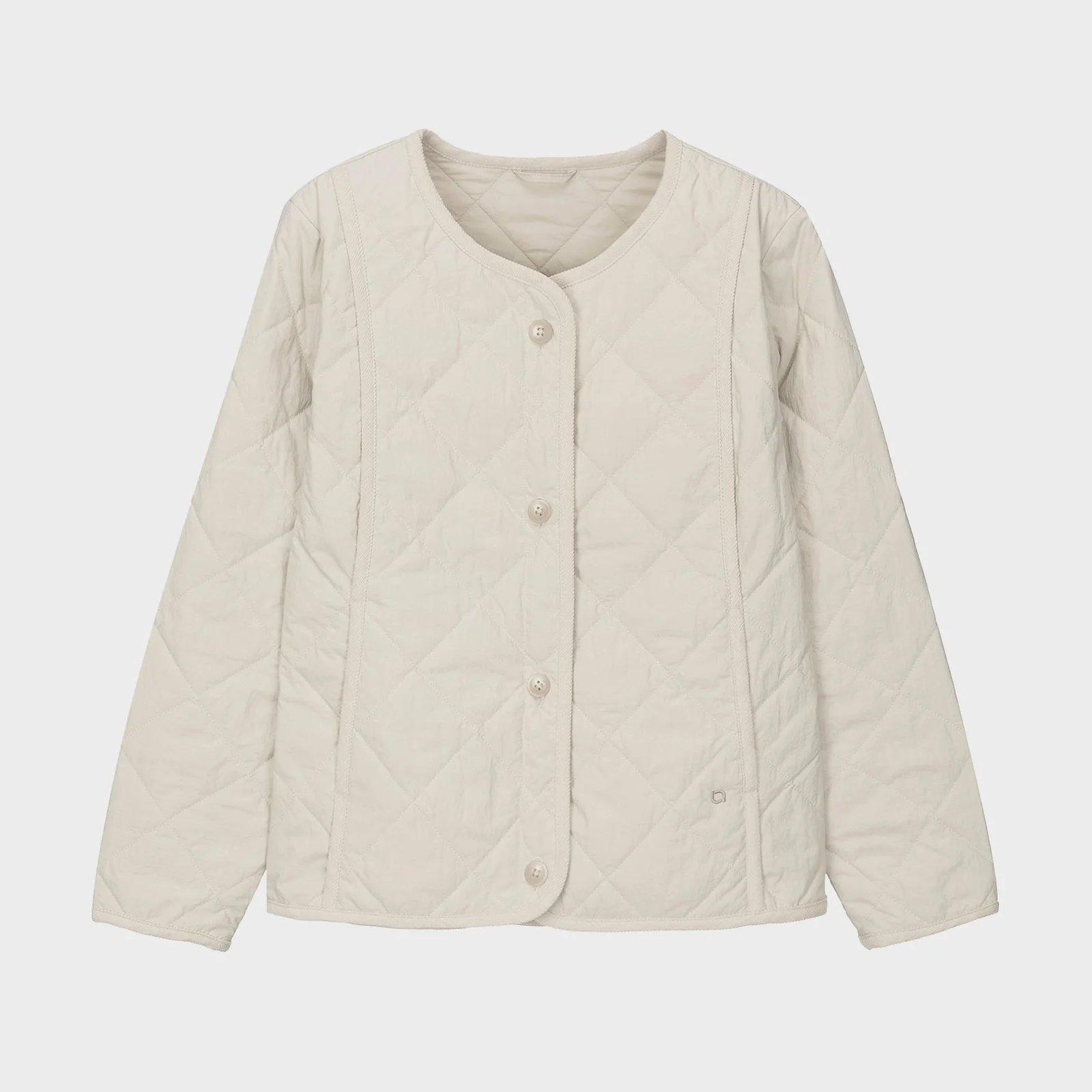 W 舒適 絎縫 羽絨外套 開襟外套 Light Beige