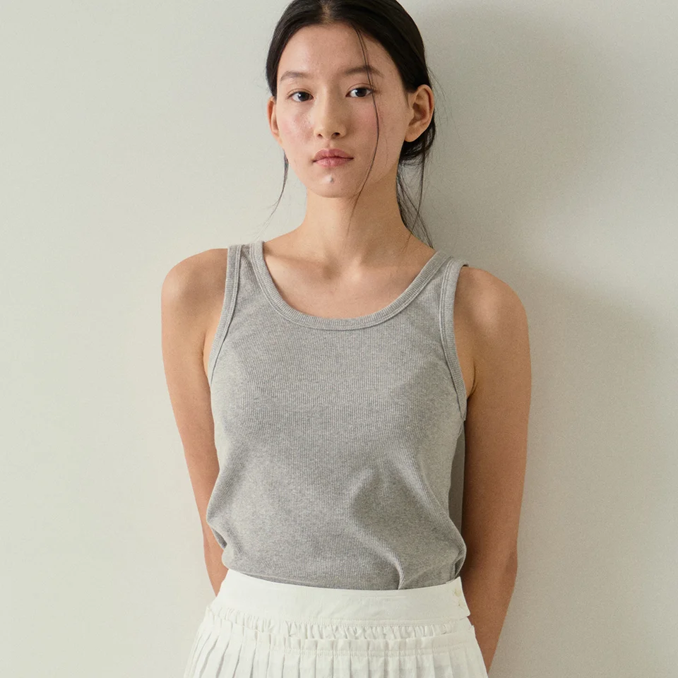 cotton ribbed sleeveless t-shirt (4colors)