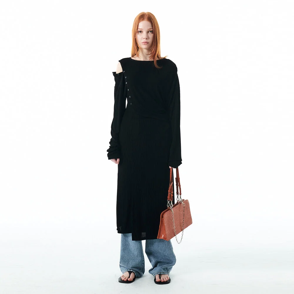 UNBALANCED BUTTON UP DRESS KS
