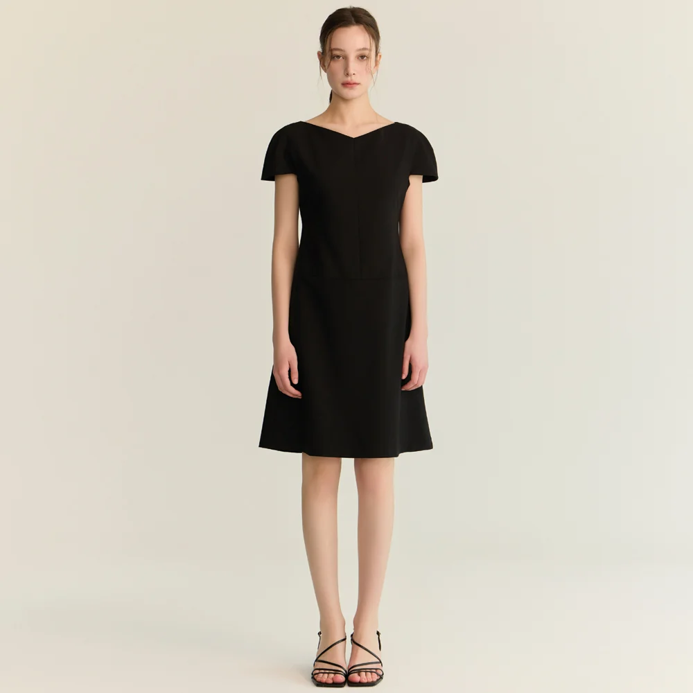 minimal v-neck one piece_bk