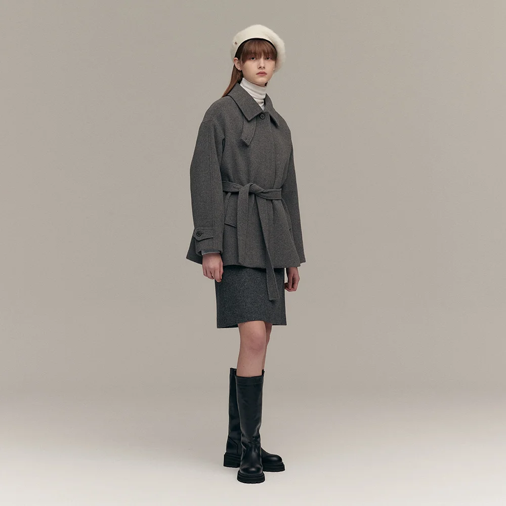 WOOL HALF COAT (dust gray)