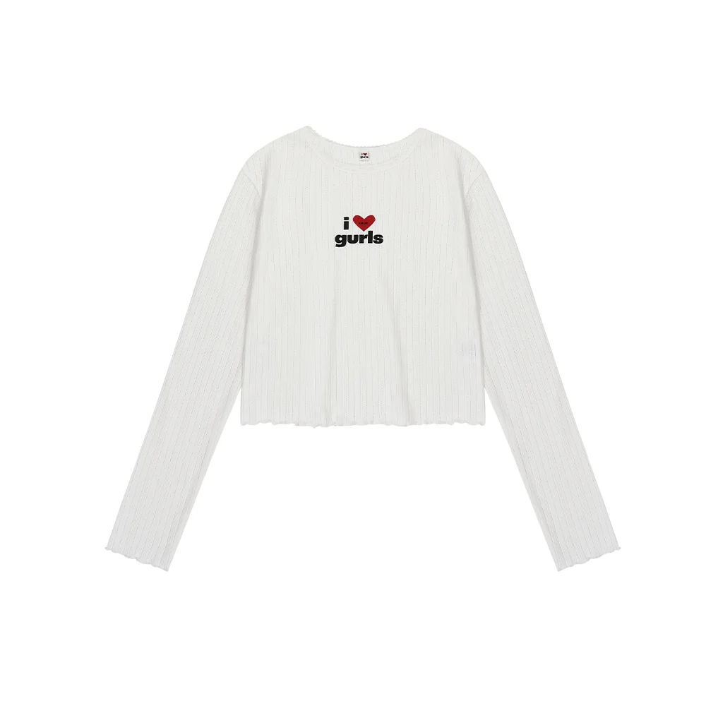 GURLS CROP LACE LONG SLEEVE T-SHIRT WHITE