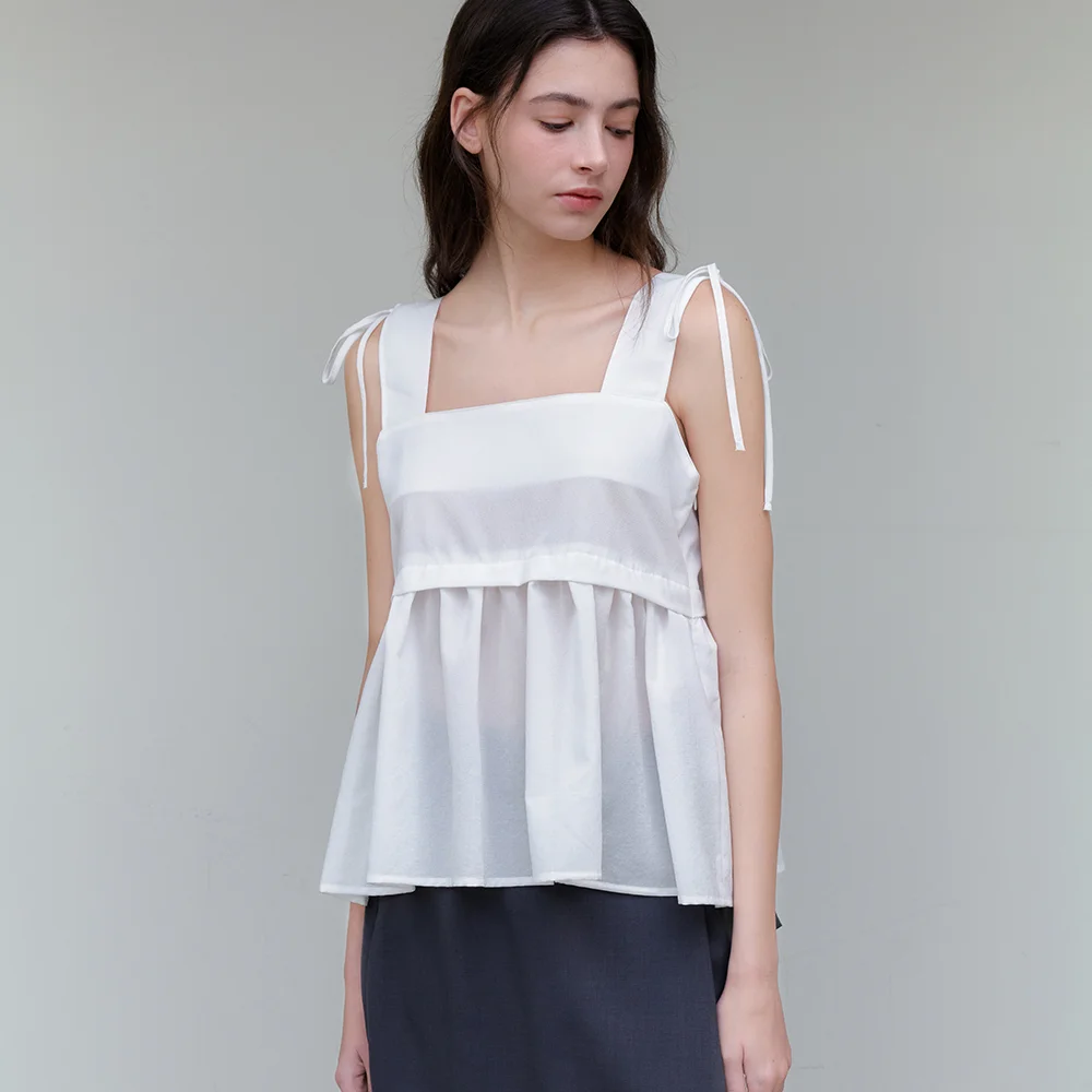 comos 1124 ribbon sleeveless blouse (ivory)