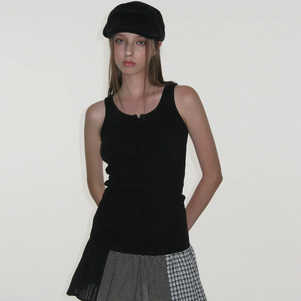 CHECK FLARE DRESS_BLACK
