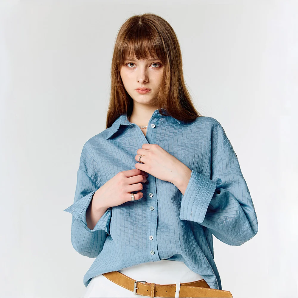 L15 STRIPE OVER SHIRTS(BLUE)