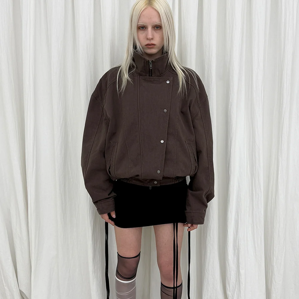 Side Button Cotton Jacket_Brown