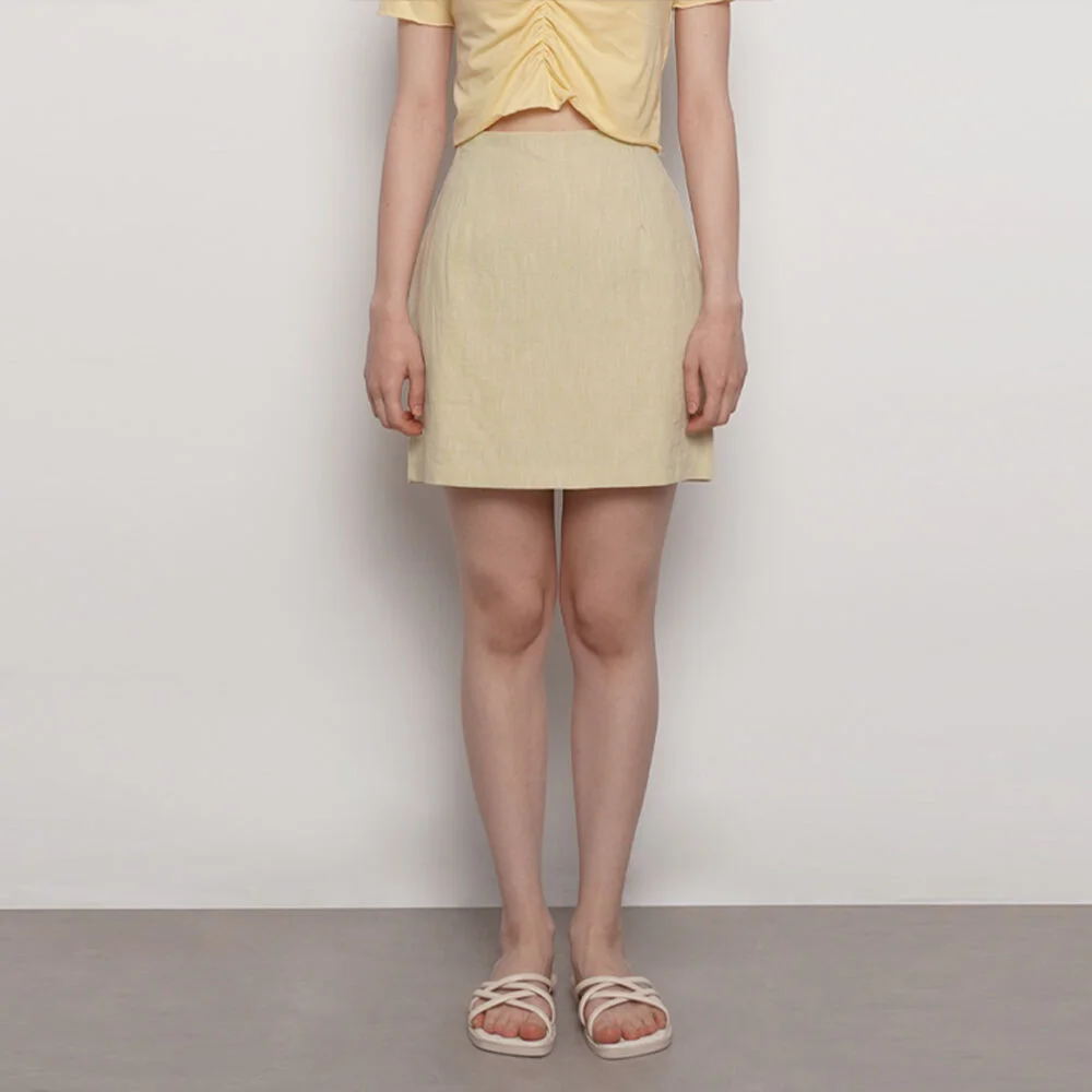 W27 america linen mini skirt yellow