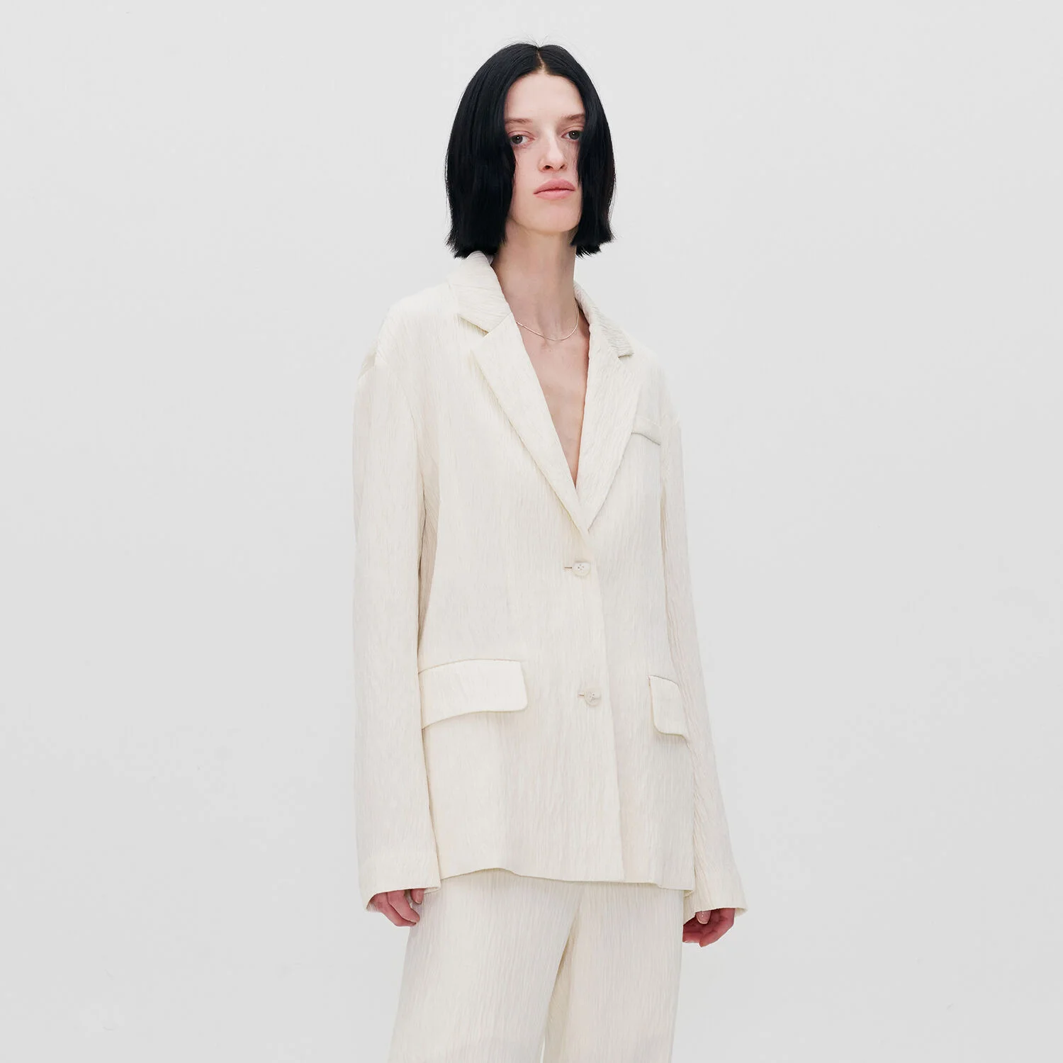 SINGLE BREASTED PLEATED JACKET